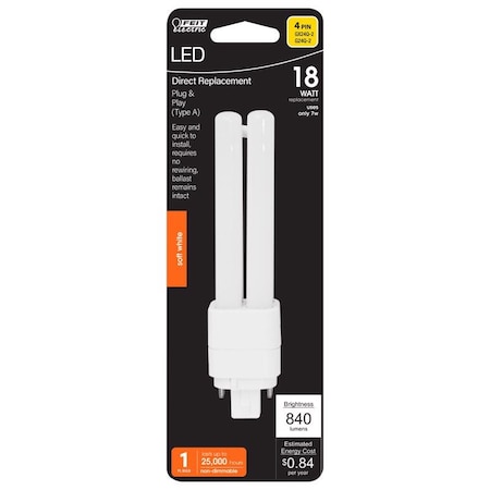 Feit Electric Feit Linear PL G24Q-2 LED Bulb Soft White 18 Watt Equivalence 1 pk BPPLD18E827LED